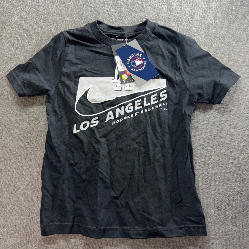 Nike Los Angeles Dodgers Baseball T-Shirt Kids Medium 5/6 Black MLB Tee New